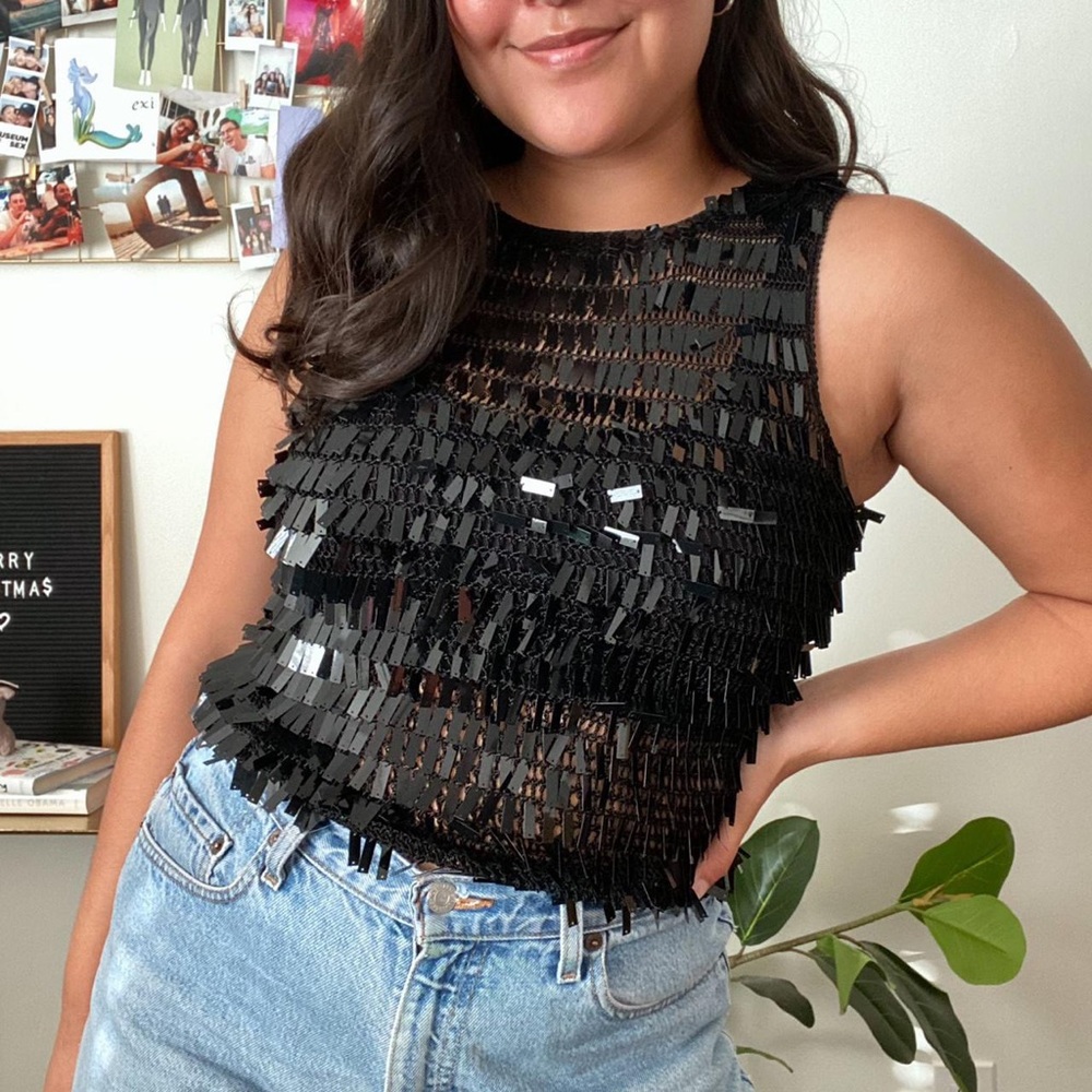 Black sequin top